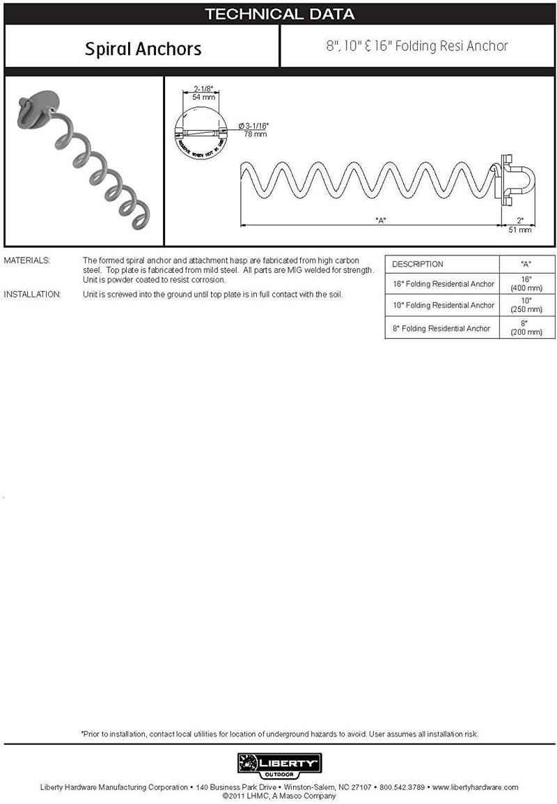 Vortex (1-Pack) 10" Spiral Ground Anchors, Steel Screw In with Folding Ring, 275 lb Pull Force, Orange ANCFR10-ORG-A - Image 4
